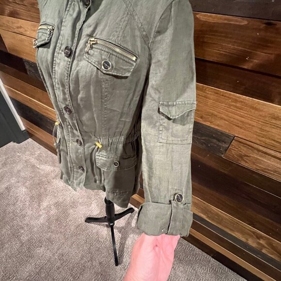 INC International Concepts Linen Army Green Safari Utility Jacket, Size Medium - Picture 4 of 10